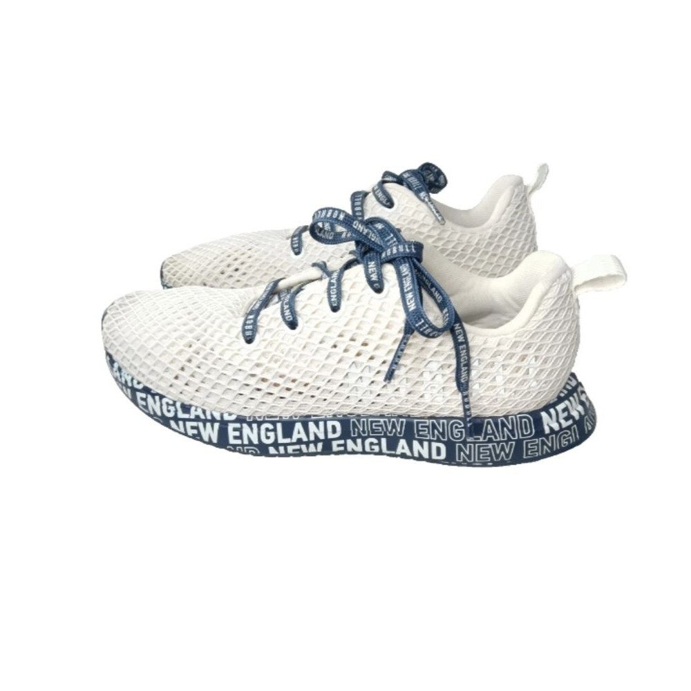 NOBULL New England Diamond Mesh Runner Shoes Women's Size 9.5 White & Blue - Picture 2 of 9